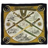 A Vintage "Hermes" Scarf, decorated with hunting scenes entitled "Armes de Chasse," after Ledoux,