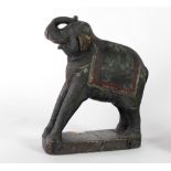 A 19th Century carved and painted wooden Children's Toy, modelled as an Elephant,