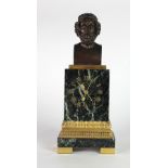 A 19th Century gilt bronze and marble fine Clock, with a bronze bust of Homer on a marble body,
