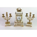 A 19th Century three piece marble and ormolu Clock Garniture,