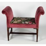 A 19th Century mahogany framed scroll end upholstered Window Seat,