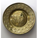 A Flemish deep brass Charger, 18th Century,