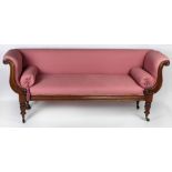 A William IV Irish mahogany framed double ended S scroll Settee,