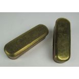 Two very good Dutch 18th Century brass and copper Tobacco Boxes, the larger, 14.