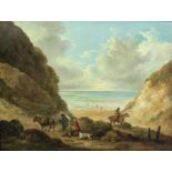 Attributed to George Morland (London 1763 - 1804) "Coastal Landscape with Figures,