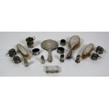 Silverware: A collection of varied Silver Condiments, including salt and peppers,mustard pots,