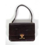 A fine Hermes design red crocodile skin Ladies Hang Bag, with patent clasp,