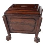 An Irish William IV period mahogany Cellarette, possibly Gillingtons, of sarcophagus form,