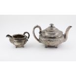 A large early George IV Irish silver embossed Teapot, Dublin c.