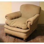 A large pair of upholstered divan type Easy Armchairs.