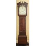 A 19th Century mahogany framed Grandfather Clock, with swan neck pediment and central finial,