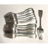 A very good heavy set of 15 Irish Georgian silver Dinner Forks, Dublin c.