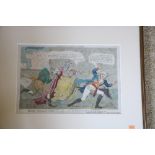 After Cruikshank "Bobachill Disgraced or Kate in a Race," caricature print,