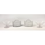A pair of early Irish cutglass oval Butter Dishes & Covers,