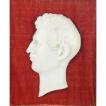 A 19th Century wax profile Portrait of a Gentleman, in relief, 7" x 5" (17 1/2" x 13cms),