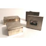 A rectangular Birmingham silver Cigarette Box, a similar square ditto,