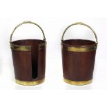 A fine quality pair of Irish mahogany brass bound Plate and Peat Buckets,