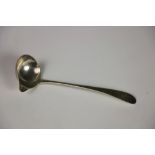 An Irish Provincial silver crested Ladle, Limerick or Cork, with oval spouted bowl, 6" (15cms).