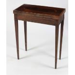 A 19th Century inlaid mahogany fold-over Card Table, of small proportions, on square tapering legs,