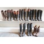 A collection of leather Riding & Hunting Boots, 9 pairs, as is. As a lot.