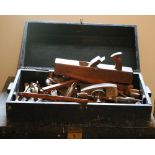 A good collection of old wooden Estate Carpenter's Tools, in original wooden box. A lot, w.a.f.