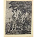 After Anthony Van Dyck "King Charles I, La Roi a La Chasse," 18th Century watercolour, mono,