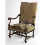 A late 18th Century / early 19th Century French walnut Throne Chair,