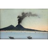 19th Century Italian School "Vesuvius Smoldering," and its companion "Vesuvius Erupting," gouache,