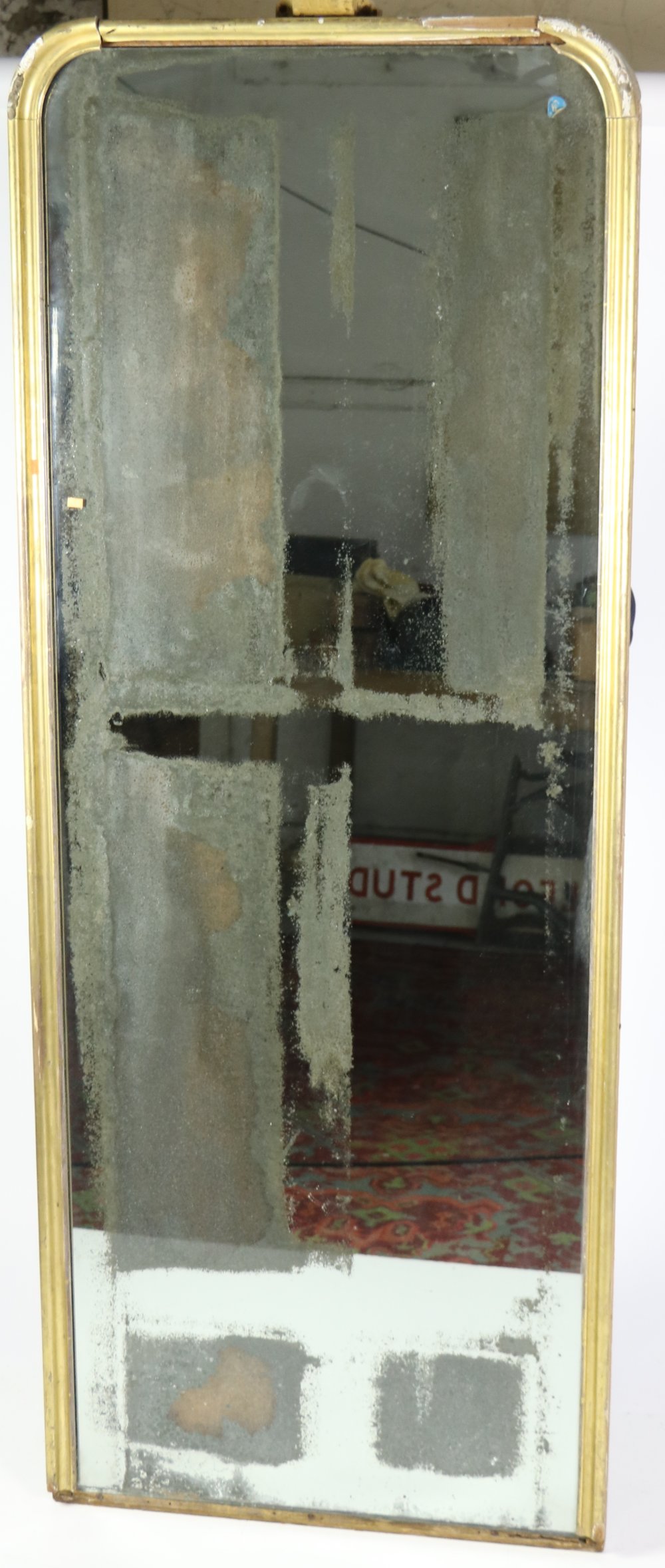 A large upright early 19th Century Console Mirror, with original mirror glass plate, and gilt frame.