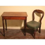 A small 19th Century mahogany Side Table, on turned legs, and a Victorian mahogany Side Chair.