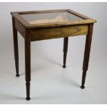 A large rectangular oak lift-top Curio Display Table.