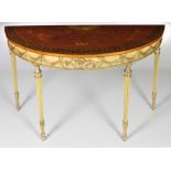 A fine quality Regency period demi-lune satinwood and painted Side Table,