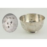 A rare early Irish George I plain silver circular Bowl, possibly by Thomas Bolton, Dublin 1717,