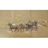 John Charles Maggs, 1819 - 1896 Watercolours: "The Old Brighton Coach," and its companion,