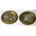 A pair of 19th Century coloured Bartolozzi oval Prints,