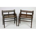 A pair of Victorian oak Hall Chairs, by Jas. Schoolbred & Co.