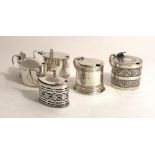 A collection of 6 circular and oval solid silver Mustard Pots, some Victorian,