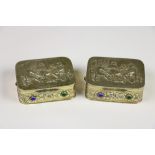 A pair of heavy rectangular Continental silver gilt Table Snuff Boxes,