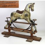 A Victorian carved wooden Hobby or Rocking Horse,