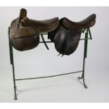 A leather Ladies Side-Saddle, by Wilton, a leather Saddle by Gibson, Newmarket,