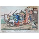 After James Gilray "Posting in Ireland," caricature print, contemporary colouring, published by M.