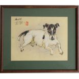 Five varied framed original Chinese painted Pictures, dogs and horses, each signed M.