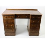 A Victorian period walnut kneehole pedestal Writing Desk,
