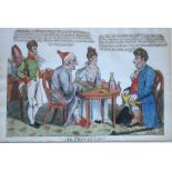 After Gilray "An Heir at Law," caricature print, contemporary colouring (cut-out) approx.