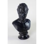 A 19th Century blackened chalk Bust of Wellington, approx. 60cms (23 1/2") high, on socle base.