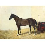 W.E. Goode (Active 1845 - 1866) "Dark Bay Horse in a Stable," O.O.C.