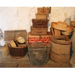 A large collection of varied cane and other Baskets, over 30 items. As a lot, w.a.f.