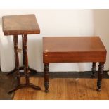 A 19th Century mahogany rectangular Bidet, on turned feet,; together with a part nest of Tables,