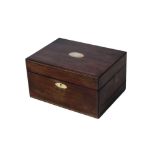 A Regency period rosewood Sewing Box, with mother-o-pearl inlay,