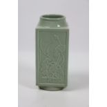 A good 19th Century Chinese square Celedon Vase,